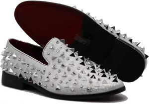 SPK16 Men's Vintage Spike Dress Loafers Slip On Fashion Shoes Classic Tuxedo Dress Shoes
