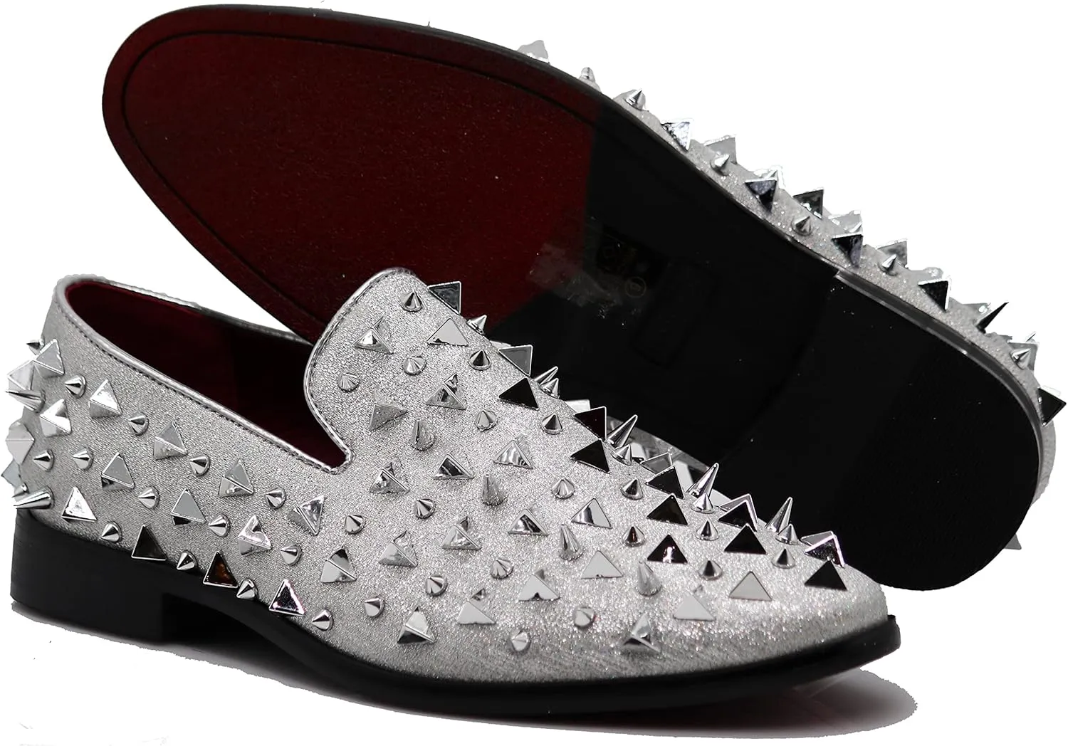 SPK16 Men's Vintage Spike Dress Loafers Slip On Fashion Shoes Classic Tuxedo Dress Shoes