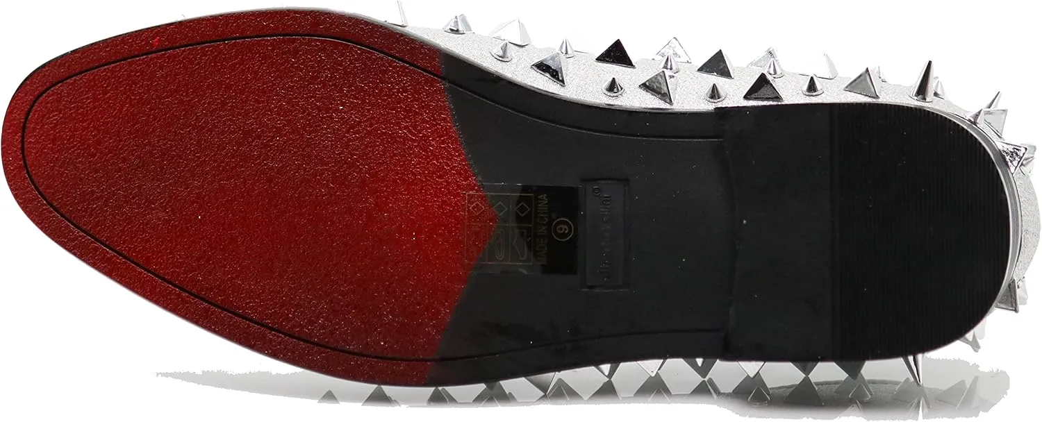 SPK16 Men's Vintage Spike Dress Loafers Slip On Fashion Shoes Classic Tuxedo Dress Shoes