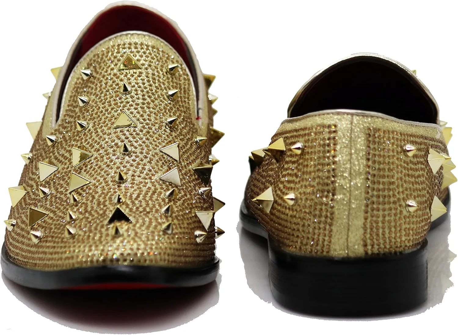 SPK24 Men Vintage Spikes Sparkle Formal Tuxedo Stage Fashion Slip On Loafer Dress Shoes