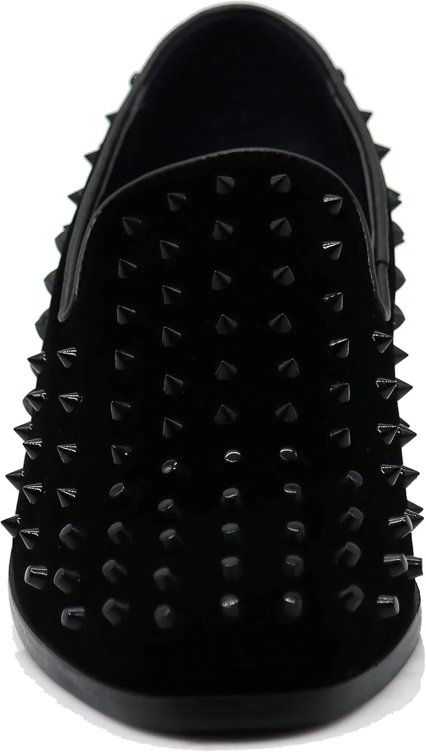 SPK24 Men Vintage Spikes Sparkle Formal Tuxedo Stage Fashion Slip On Loafer Dress Shoes