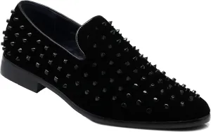 SPK24 Men Vintage Spikes Sparkle Formal Tuxedo Stage Fashion Slip On Loafer Dress Shoes