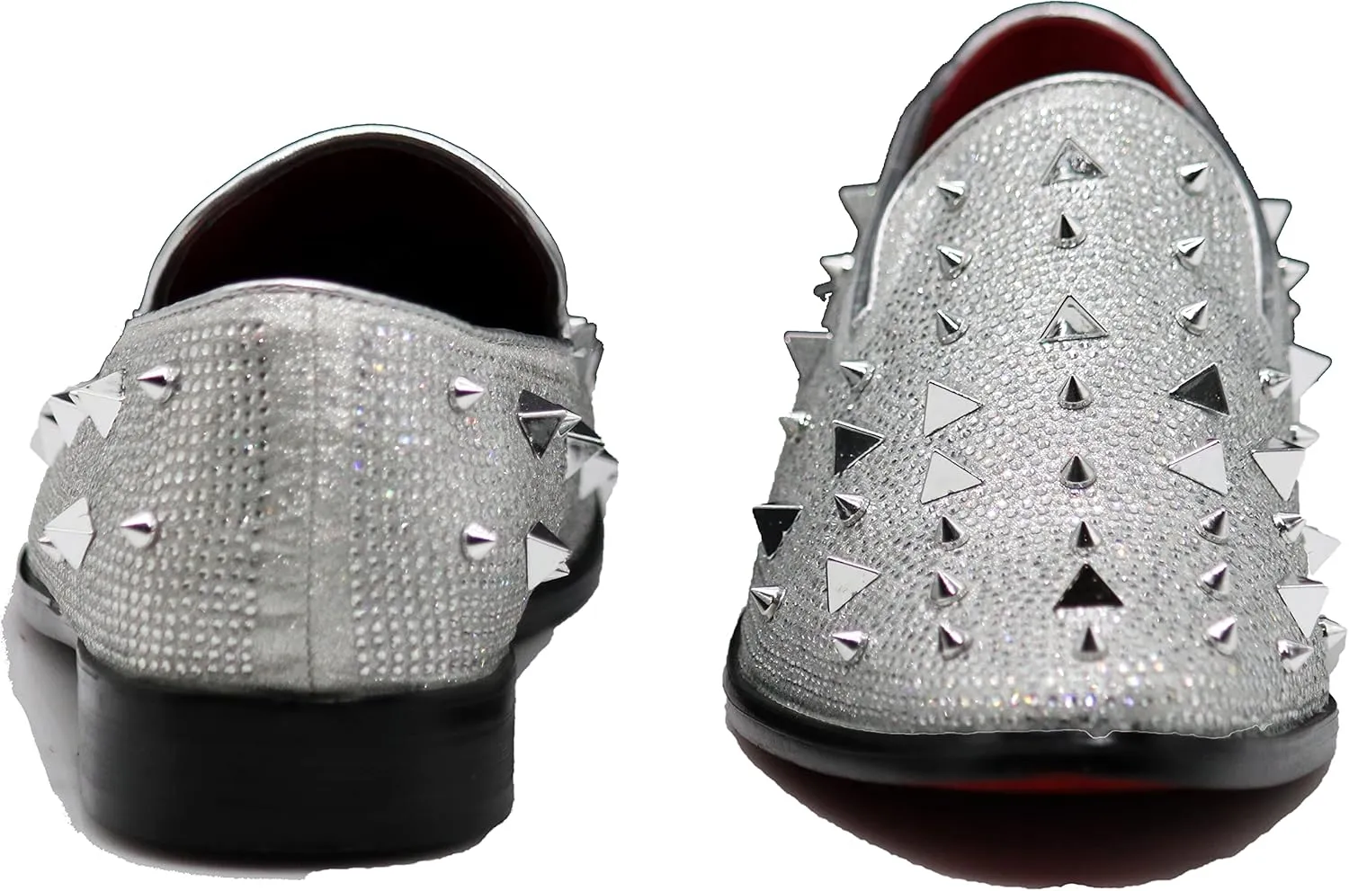 SPK24 Men Vintage Spikes Sparkle Formal Tuxedo Stage Fashion Slip On Loafer Dress Shoes
