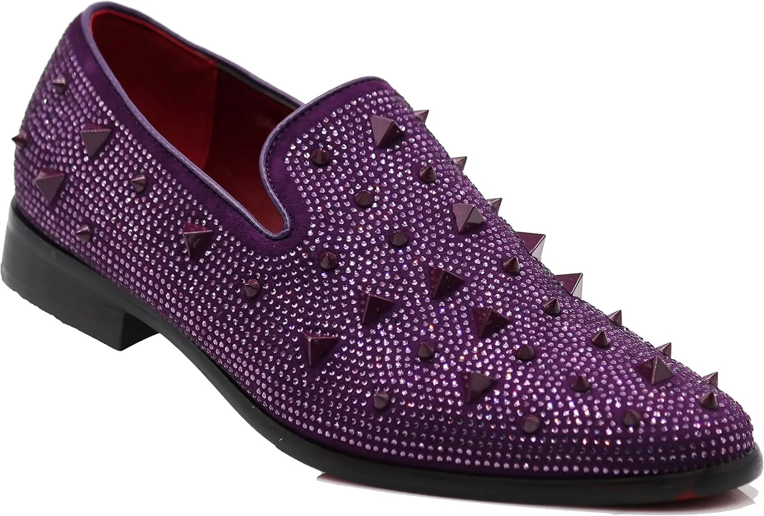 SPK24 Men Vintage Spikes Sparkle Formal Tuxedo Stage Fashion Slip On Loafer Dress Shoes