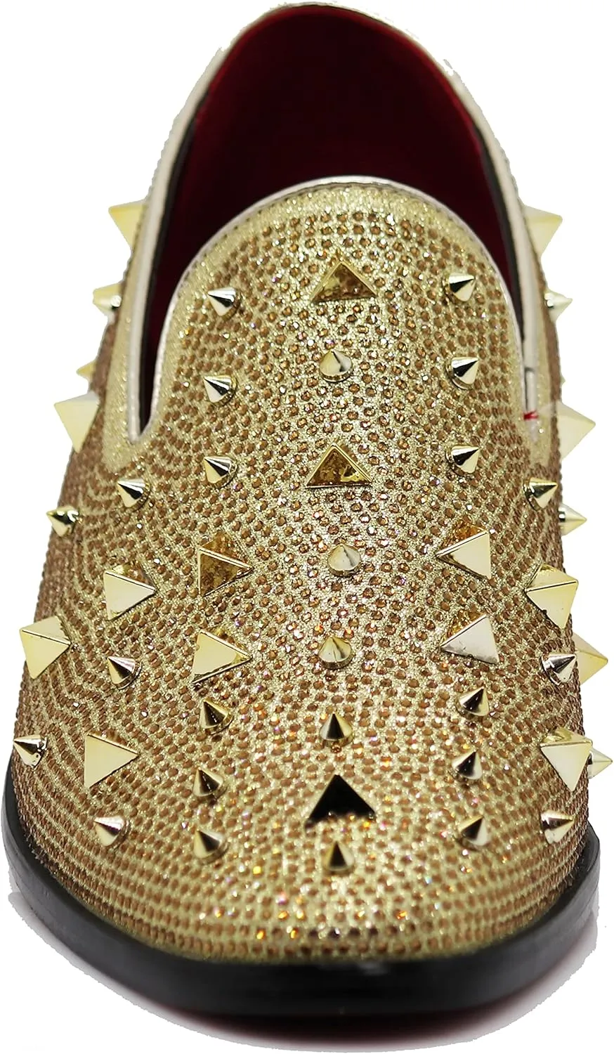SPK24 Men Vintage Spikes Sparkle Formal Tuxedo Stage Fashion Slip On Loafer Dress Shoes