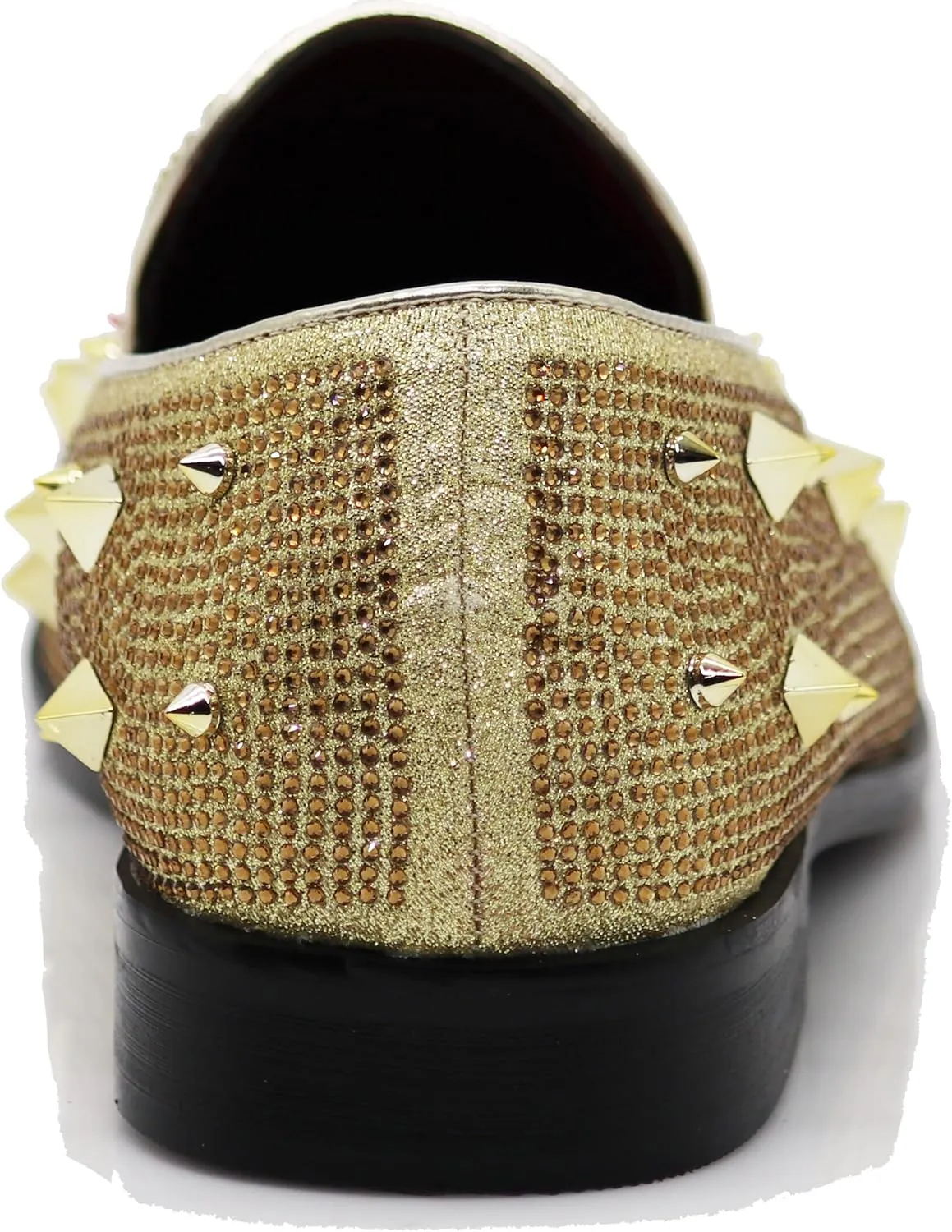 SPK24 Men Vintage Spikes Sparkle Formal Tuxedo Stage Fashion Slip On Loafer Dress Shoes