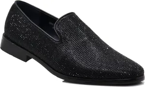 SPK24 Men Vintage Spikes Sparkle Formal Tuxedo Stage Fashion Slip On Loafer Dress Shoes