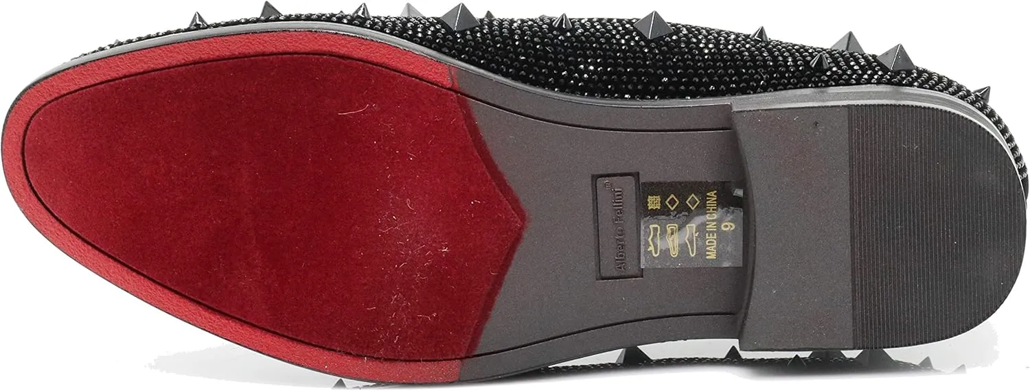 SPK24 Men Vintage Spikes Sparkle Formal Tuxedo Stage Fashion Slip On Loafer Dress Shoes