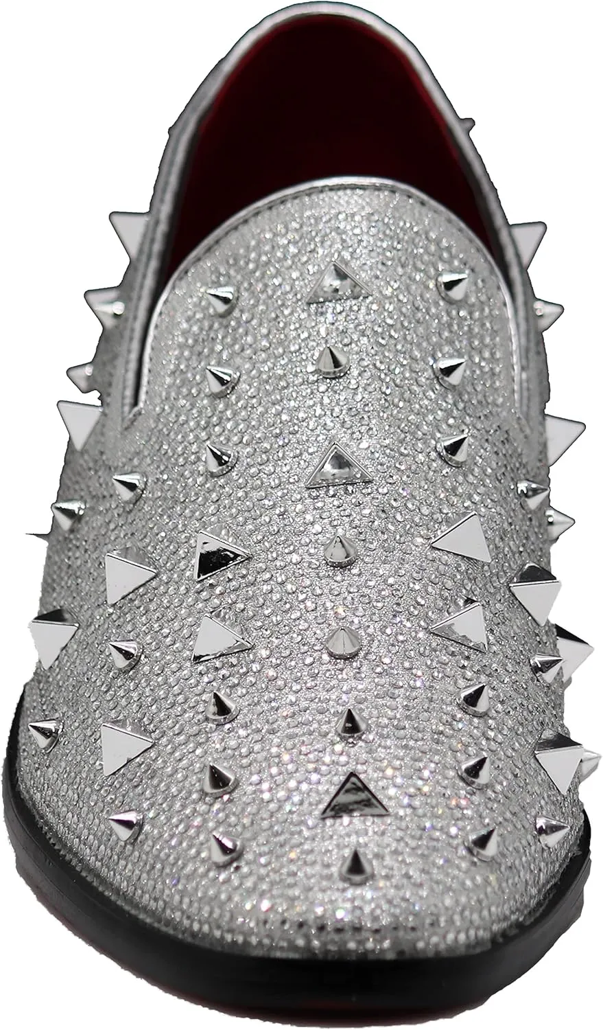 SPK24 Men Vintage Spikes Sparkle Formal Tuxedo Stage Fashion Slip On Loafer Dress Shoes