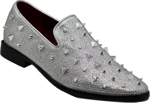 SPK24 Men Vintage Spikes Sparkle Formal Tuxedo Stage Fashion Slip On Loafer Dress Shoes