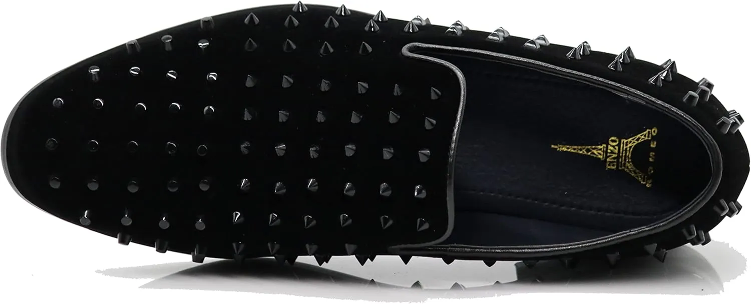 SPK24 Men Vintage Spikes Sparkle Formal Tuxedo Stage Fashion Slip On Loafer Dress Shoes