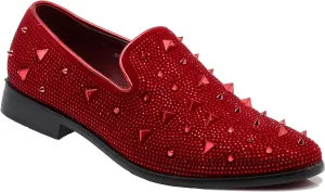 SPK24 Men Vintage Spikes Sparkle Formal Tuxedo Stage Fashion Slip On Loafer Dress Shoes