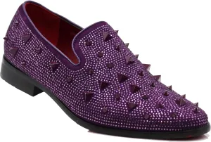 SPK24 Men Vintage Spikes Sparkle Formal Tuxedo Stage Fashion Slip On Loafer Dress Shoes