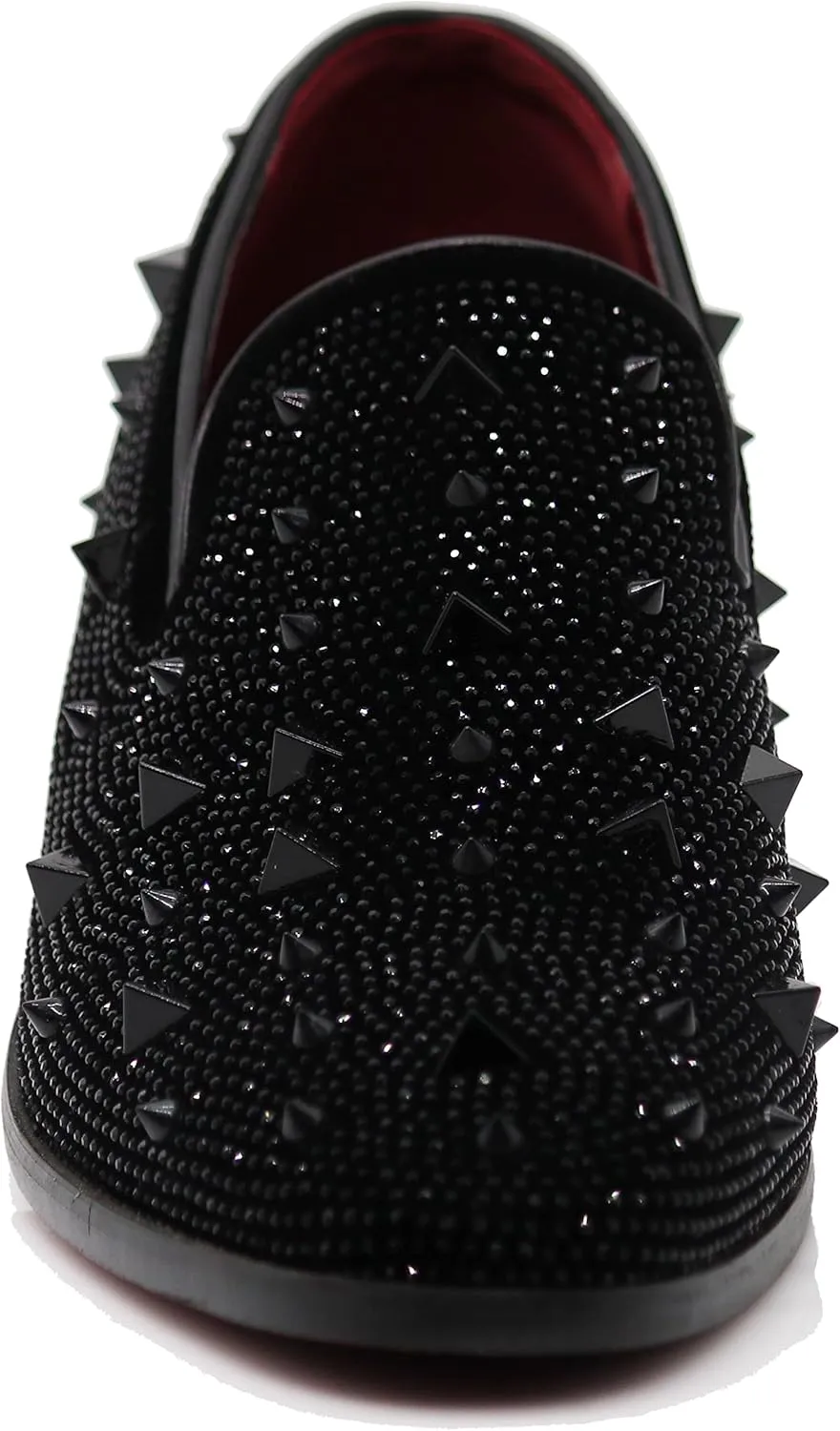 SPK24 Men Vintage Spikes Sparkle Formal Tuxedo Stage Fashion Slip On Loafer Dress Shoes
