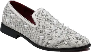 SPK24 Men Vintage Spikes Sparkle Formal Tuxedo Stage Fashion Slip On Loafer Dress Shoes