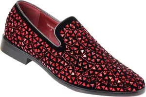 SPK27 Men's Rhinestone Sparkling Suede Dress Shoes Loafer Classic Designer Moccasins