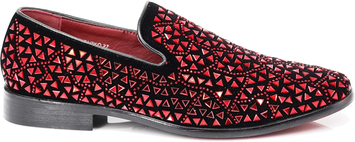 SPK27 Men's Rhinestone Sparkling Suede Dress Shoes Loafer Classic Designer Moccasins