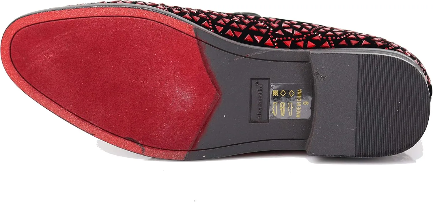 SPK27 Men's Rhinestone Sparkling Suede Dress Shoes Loafer Classic Designer Moccasins