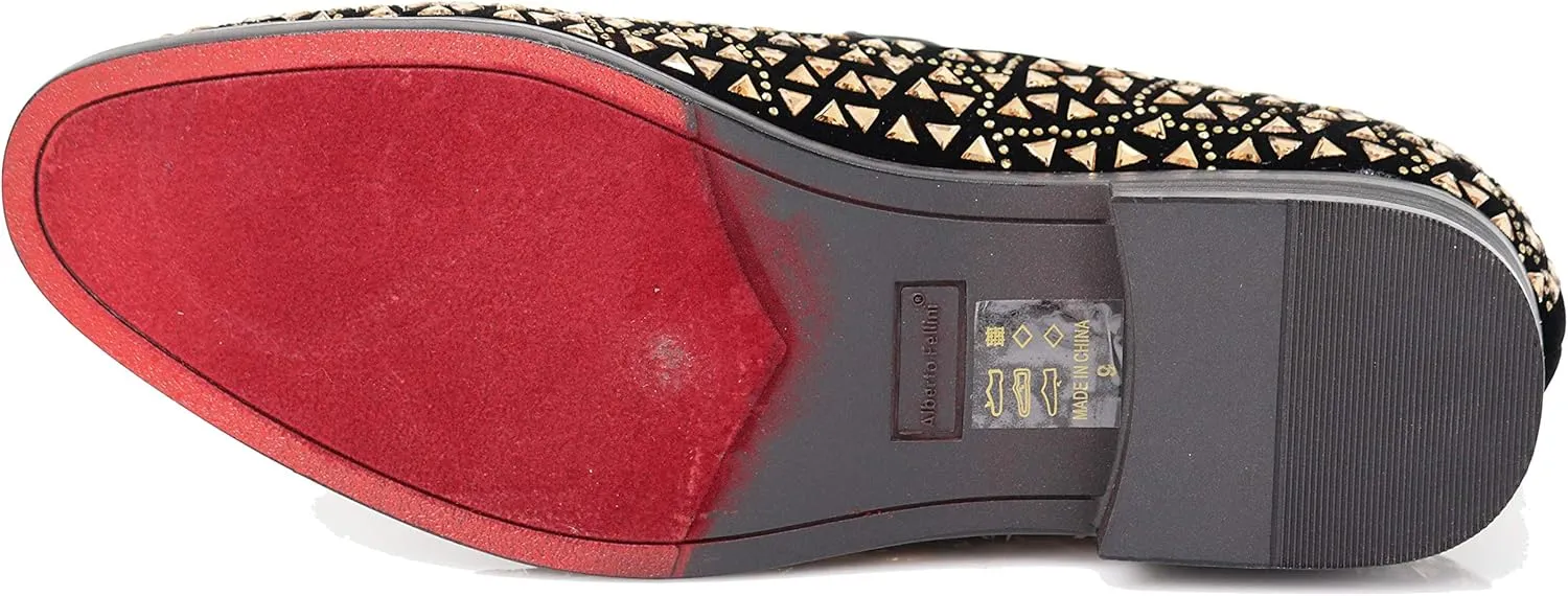 SPK27 Men's Rhinestone Sparkling Suede Dress Shoes Loafer Classic Designer Moccasins