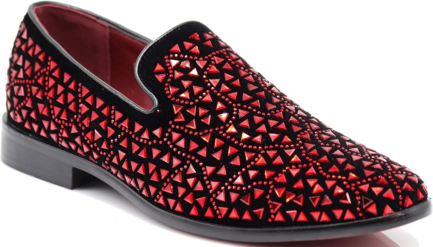 SPK27 Men's Rhinestone Sparkling Suede Dress Shoes Loafer Classic Designer Moccasins