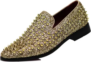 SPK70 Men's Vintage Spike Dress Loafers Slip On Fashion Shoes Classic Tuxedo Dress Shoes
