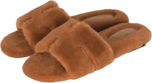 Stratuxx Kaze Womens Fur Slippers Comfy House Slide Sandals Open Toe Memory Foam Indoor Fluffy Slippers for Women