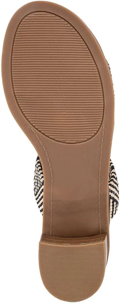 Sugar Women's Heeled Two Band Slide Sandal: Square Open Toe, Low Block Chunky Heels, Slip-On Comfort - Halo