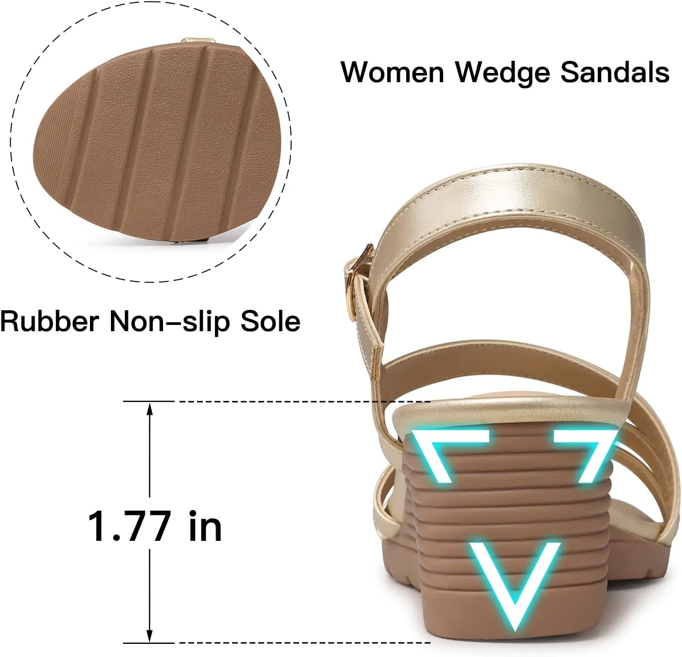 SWQZVT Wedge Sandals Women Dressy: Summer Low Wedges Comfort Sandal - Comfortable Strappy Casual Womens Sandals