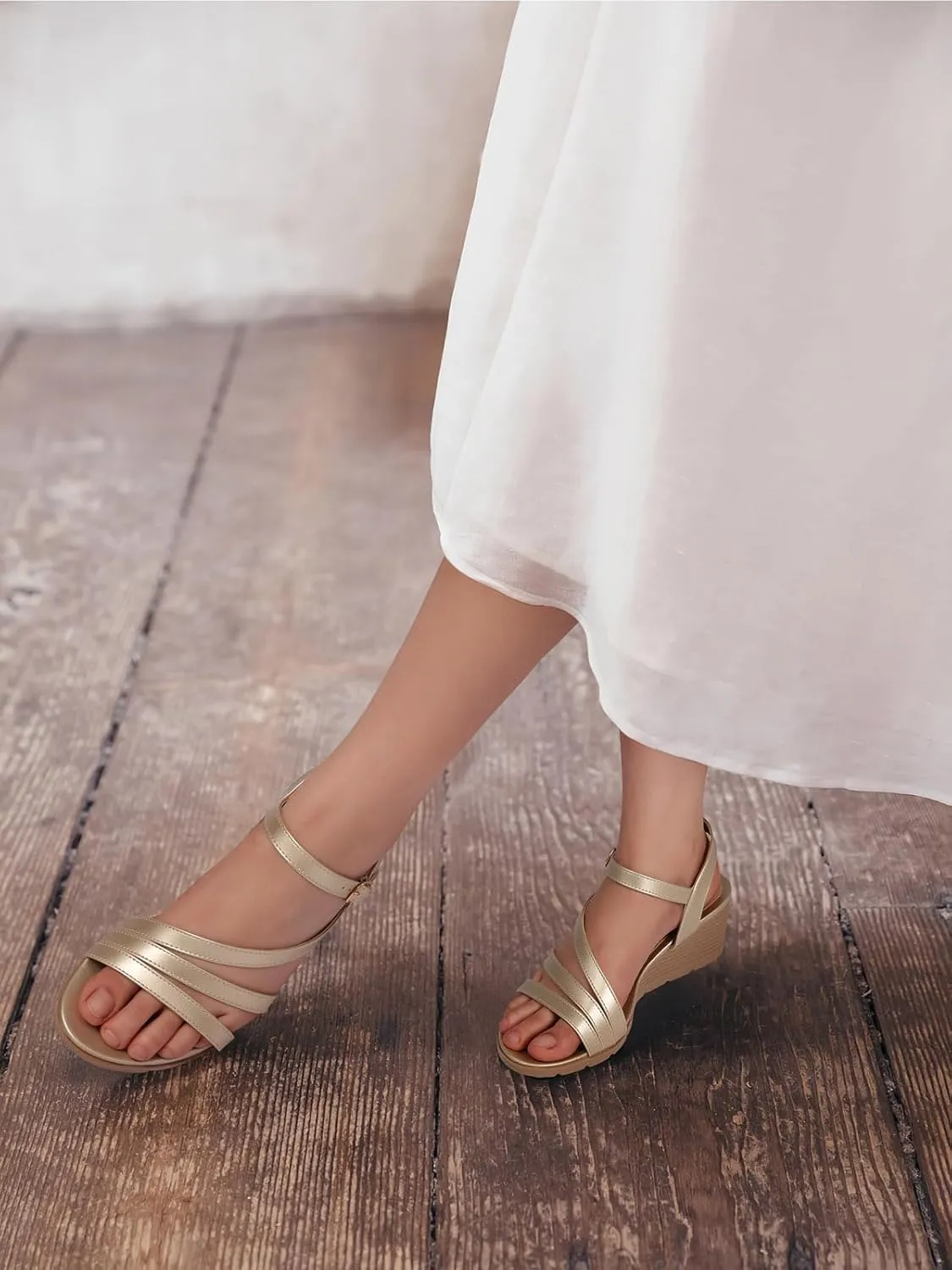 SWQZVT Wedge Sandals Women Dressy: Summer Low Wedges Comfort Sandal - Comfortable Strappy Casual Womens Sandals
