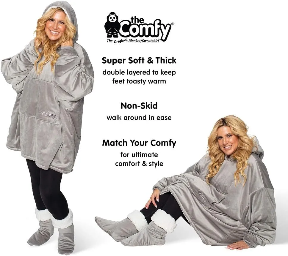 THE COMFY For Your Feet – Soft Sherpa-Lined Slipper Socks As Seen On Shark Tank, Double Layered Non-Skid Sock With Grippers