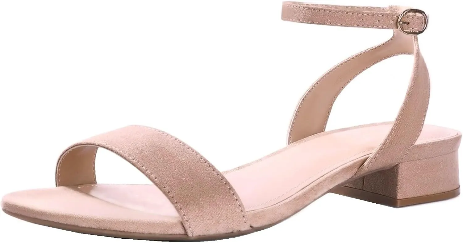TruFox Open Toe Ankle Strap Low Block Heel Dressy Sandal