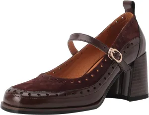 U-lite Women's Pumps Mary Jane High Heel Square Toe Oxfords Dress Shoes Casual Style