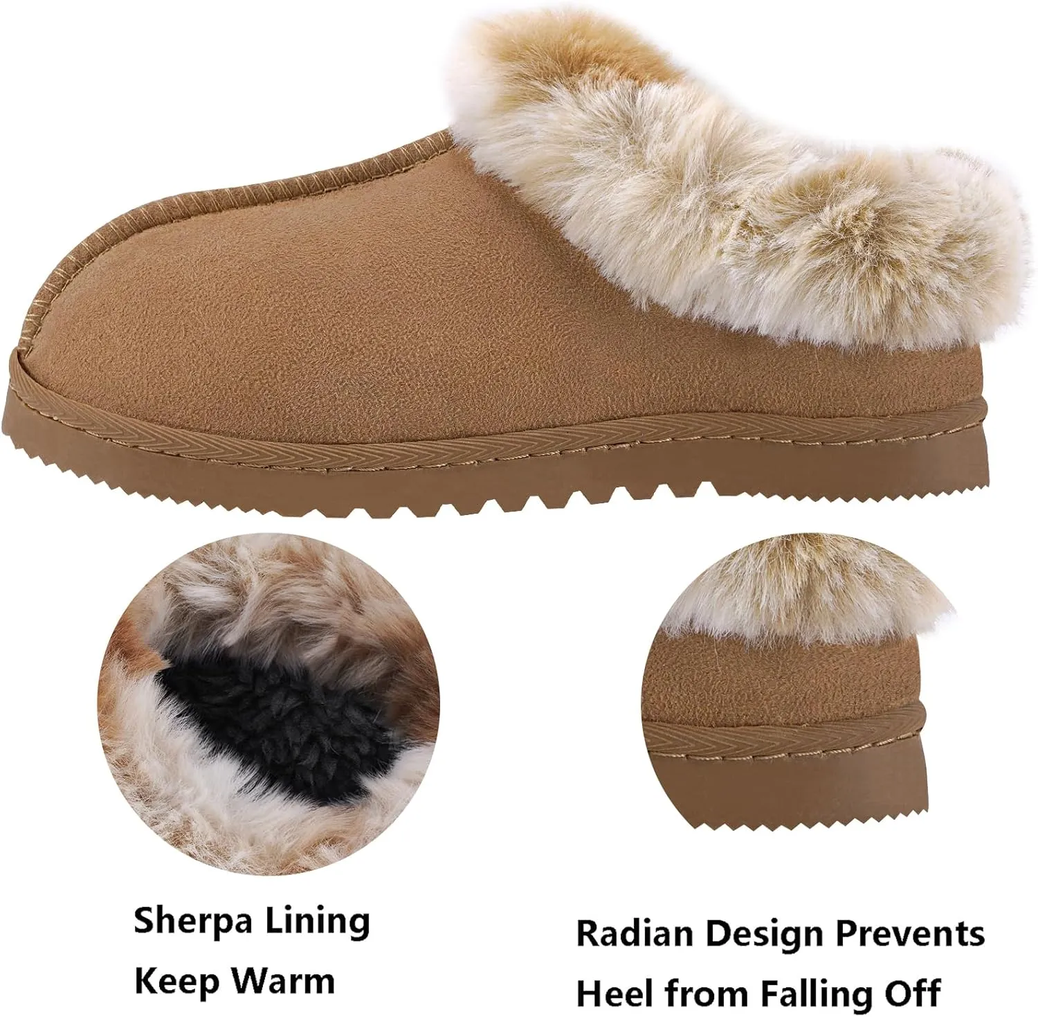 UBXRIN Womens Fuzzy Memory Foam Slippers Boots Cozy Faux Fur House Shoes Indoor Outdoor Rubber Sole Anti-Skid