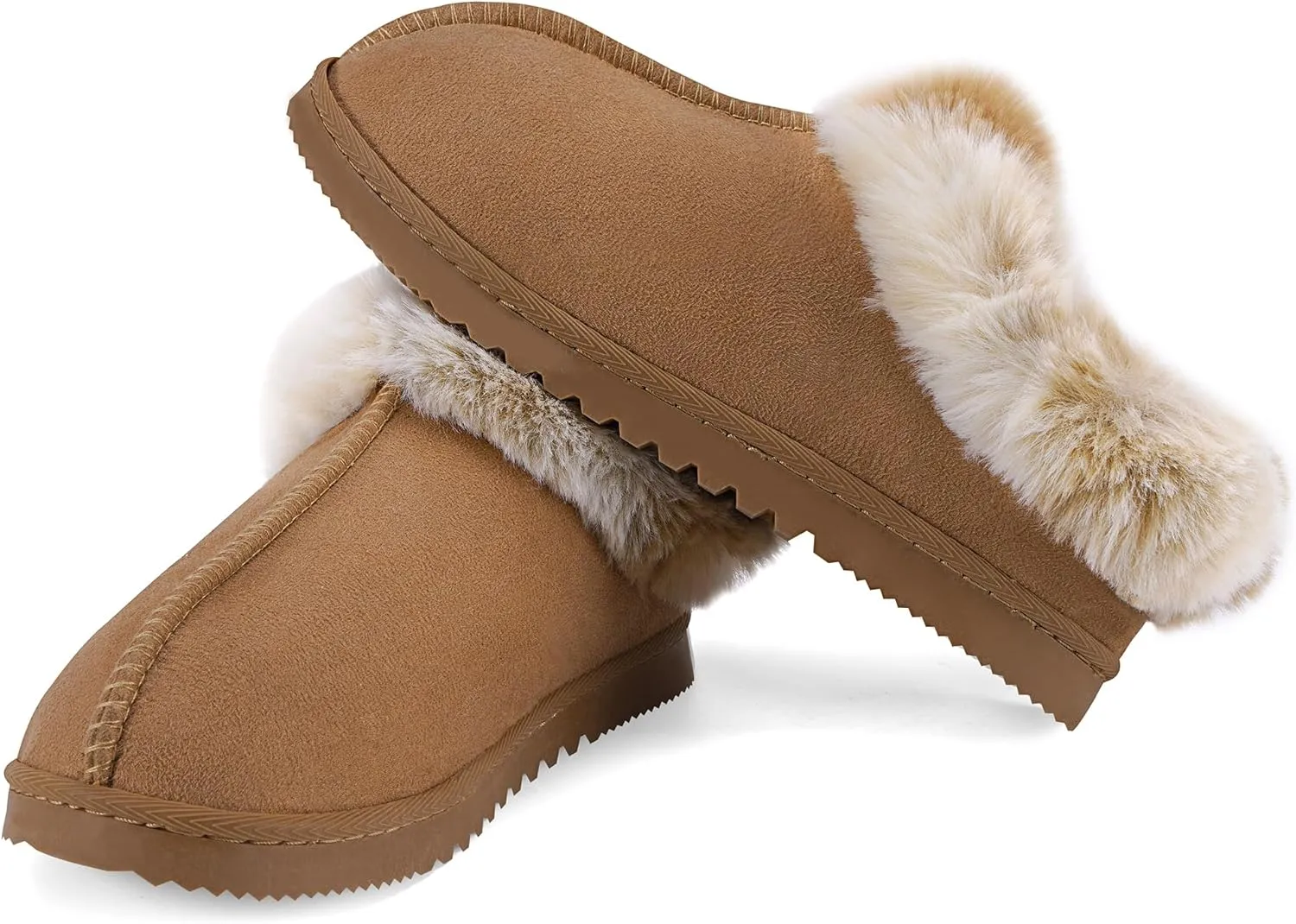 UBXRIN Womens Fuzzy Memory Foam Slippers Boots Cozy Faux Fur House Shoes Indoor Outdoor Rubber Sole Anti-Skid