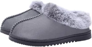 UBXRIN Womens Fuzzy Memory Foam Slippers Boots Cozy Faux Fur House Shoes Indoor Outdoor Rubber Sole Anti-Skid