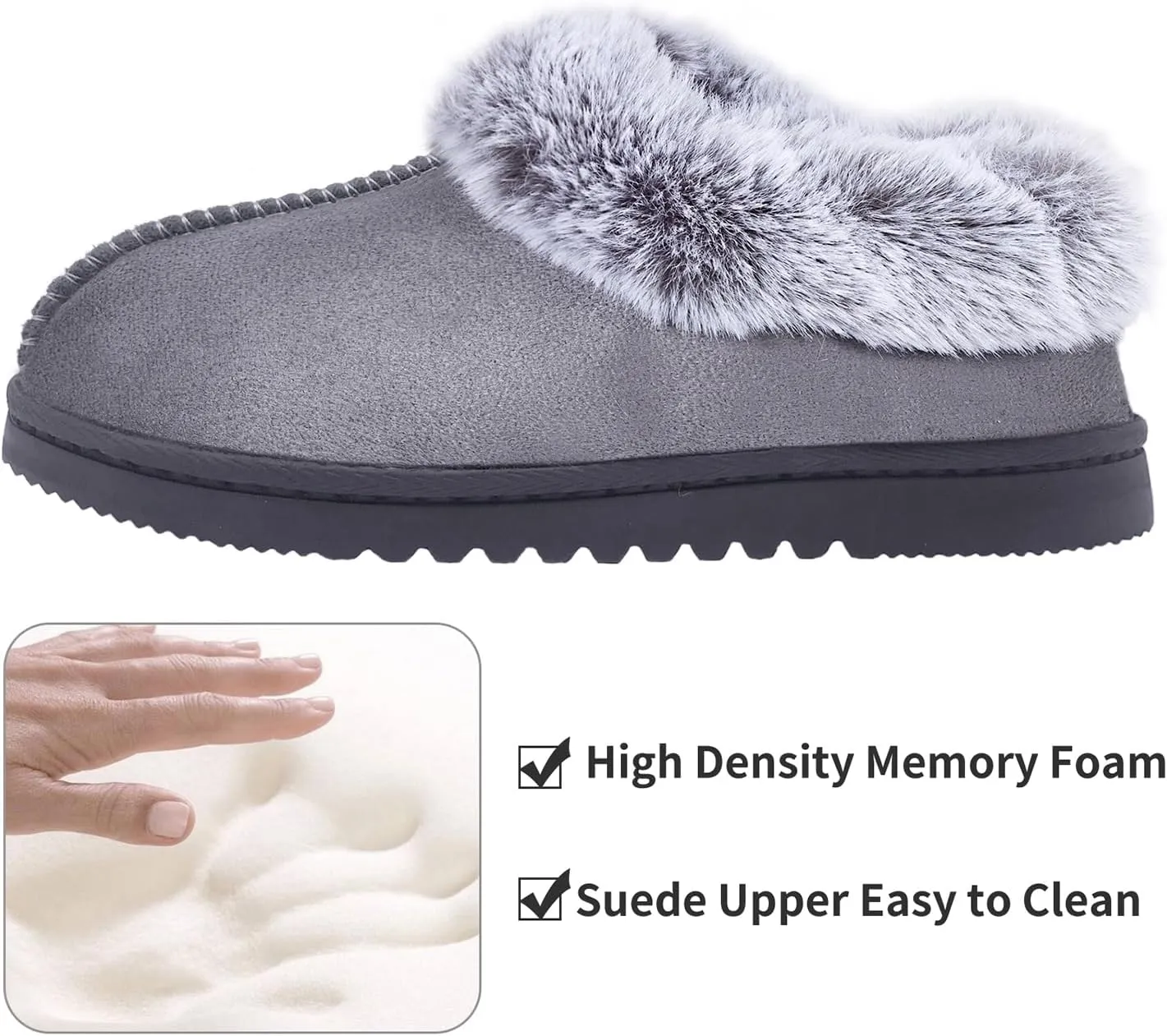 UBXRIN Womens Fuzzy Memory Foam Slippers Boots Cozy Faux Fur House Shoes Indoor Outdoor Rubber Sole Anti-Skid