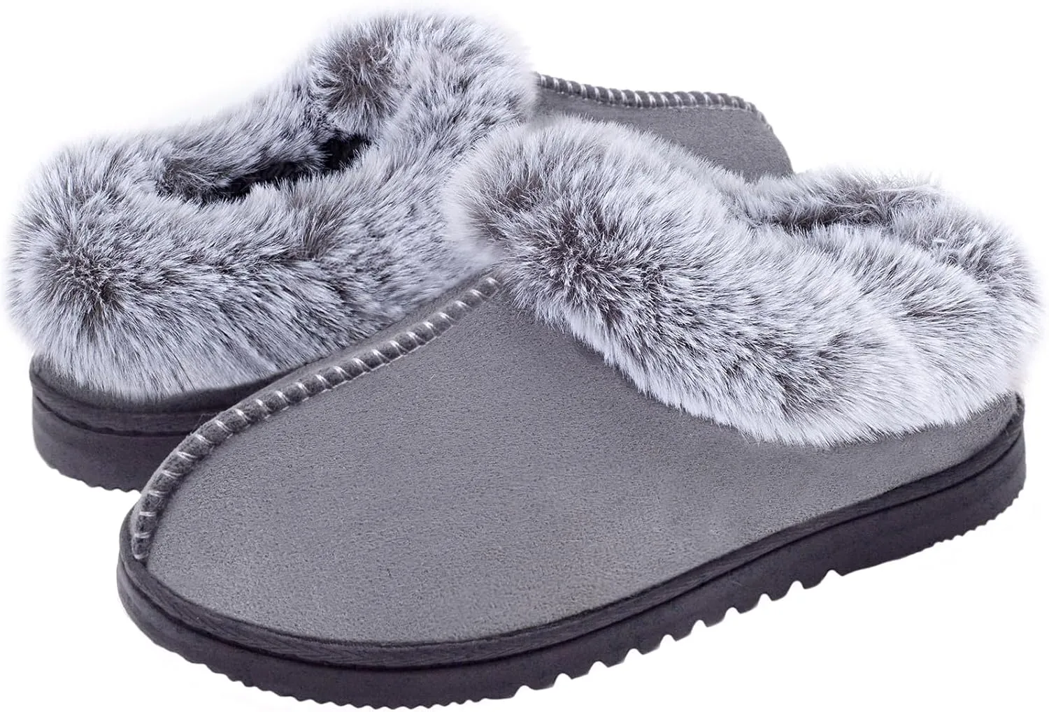 UBXRIN Womens Fuzzy Memory Foam Slippers Boots Cozy Faux Fur House Shoes Indoor Outdoor Rubber Sole Anti-Skid