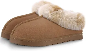 UBXRIN Womens Fuzzy Memory Foam Slippers Boots Cozy Faux Fur House Shoes Indoor Outdoor Rubber Sole Anti-Skid