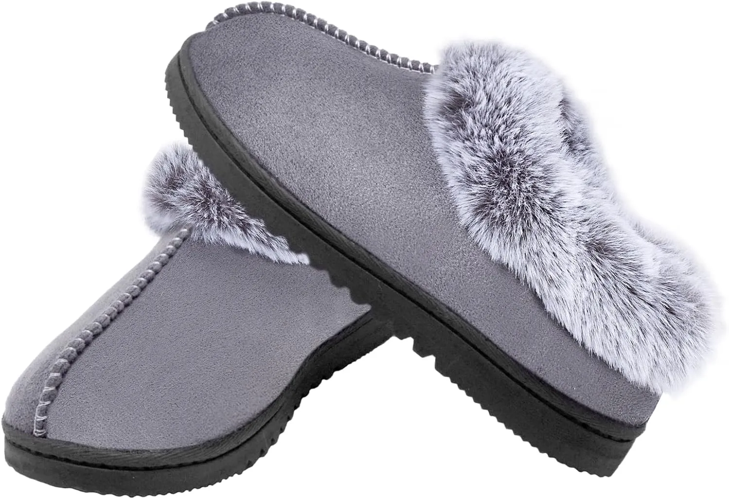 UBXRIN Womens Fuzzy Memory Foam Slippers Boots Cozy Faux Fur House Shoes Indoor Outdoor Rubber Sole Anti-Skid