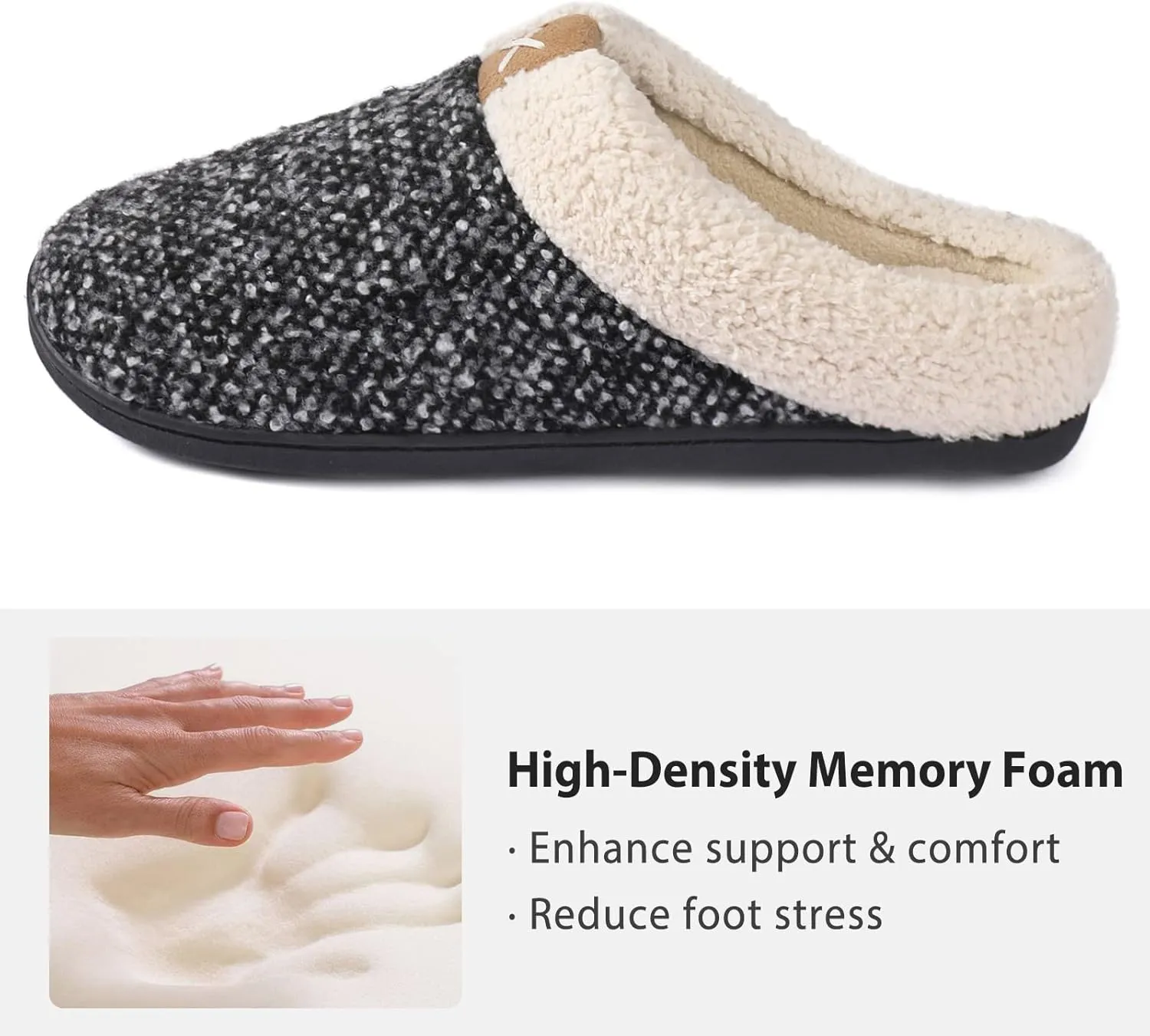 ULTRAIDEAS Mens Slip On Slippers, Sherpa Lined House Shoes with Memory Foam for Indoor Outdoor, Machine Washable