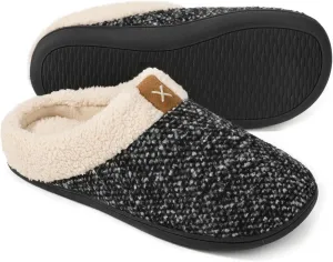 ULTRAIDEAS Mens Slip On Slippers, Sherpa Lined House Shoes with Memory Foam for Indoor Outdoor, Machine Washable
