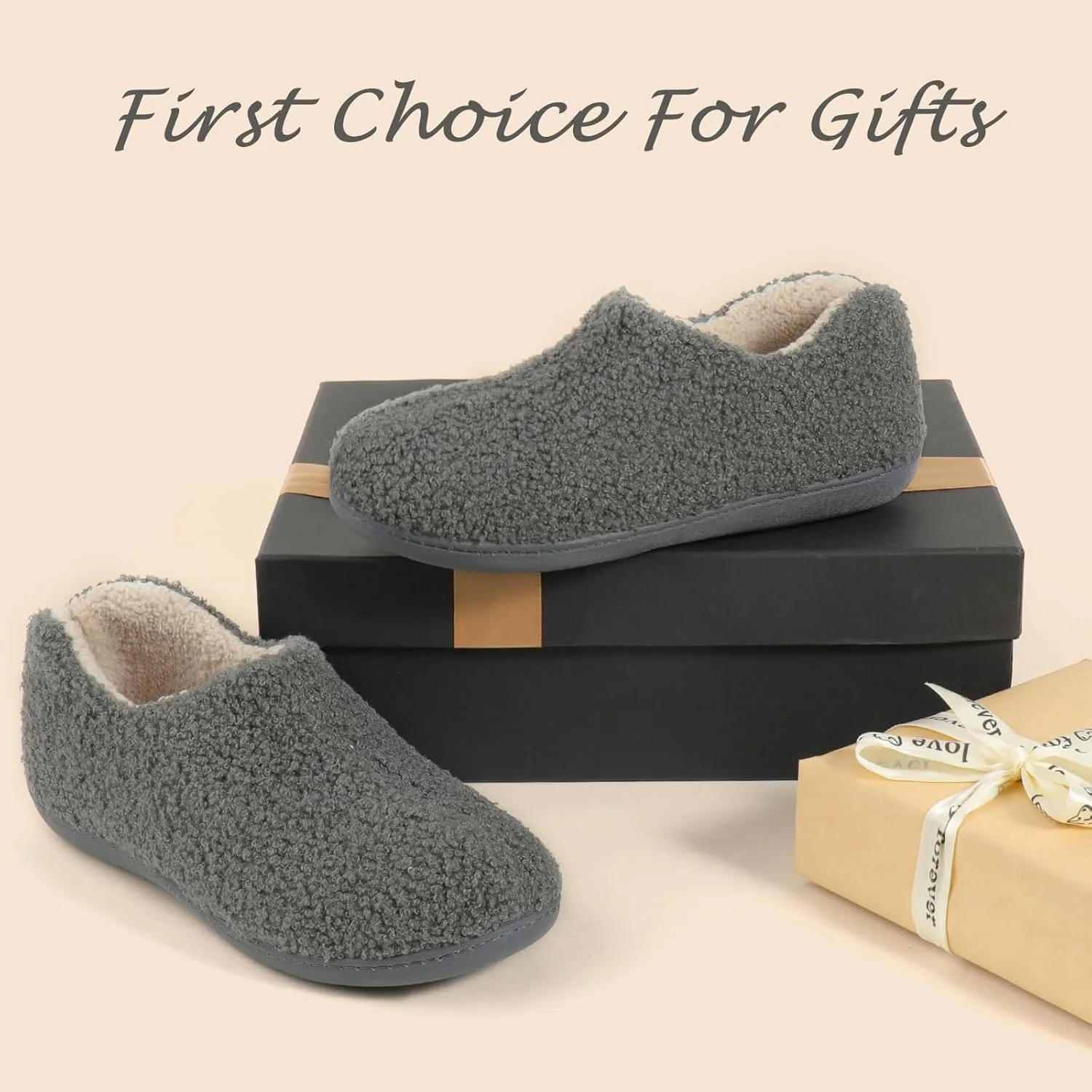 ULTRAIDEAS Women's Indoor Loafer House Slippers with Memory Foam, Ladies Warm Closed Back House Shoes with Non-Slip Outdoor Rubber Sole
