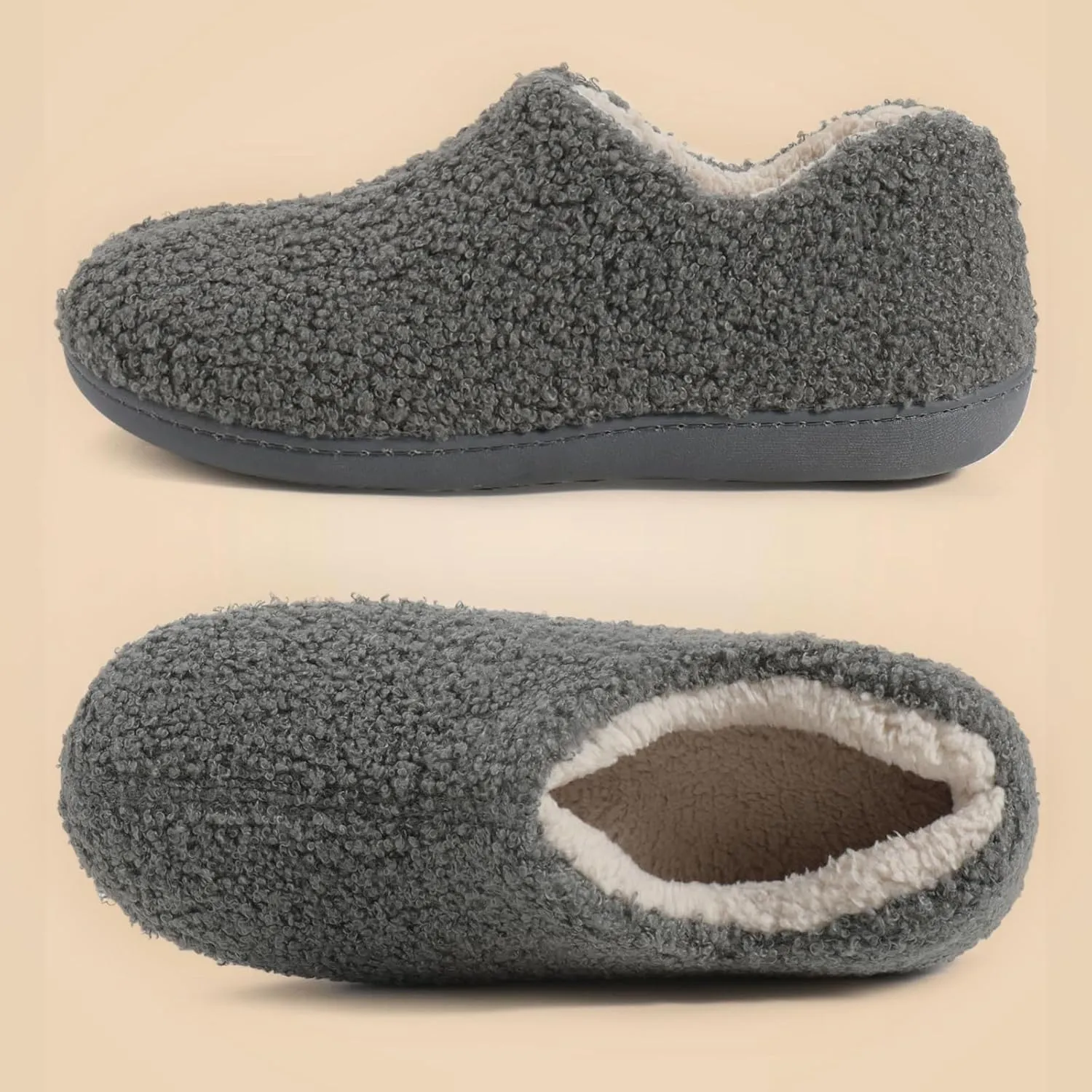 ULTRAIDEAS Women's Indoor Loafer House Slippers with Memory Foam, Ladies Warm Closed Back House Shoes with Non-Slip Outdoor Rubber Sole