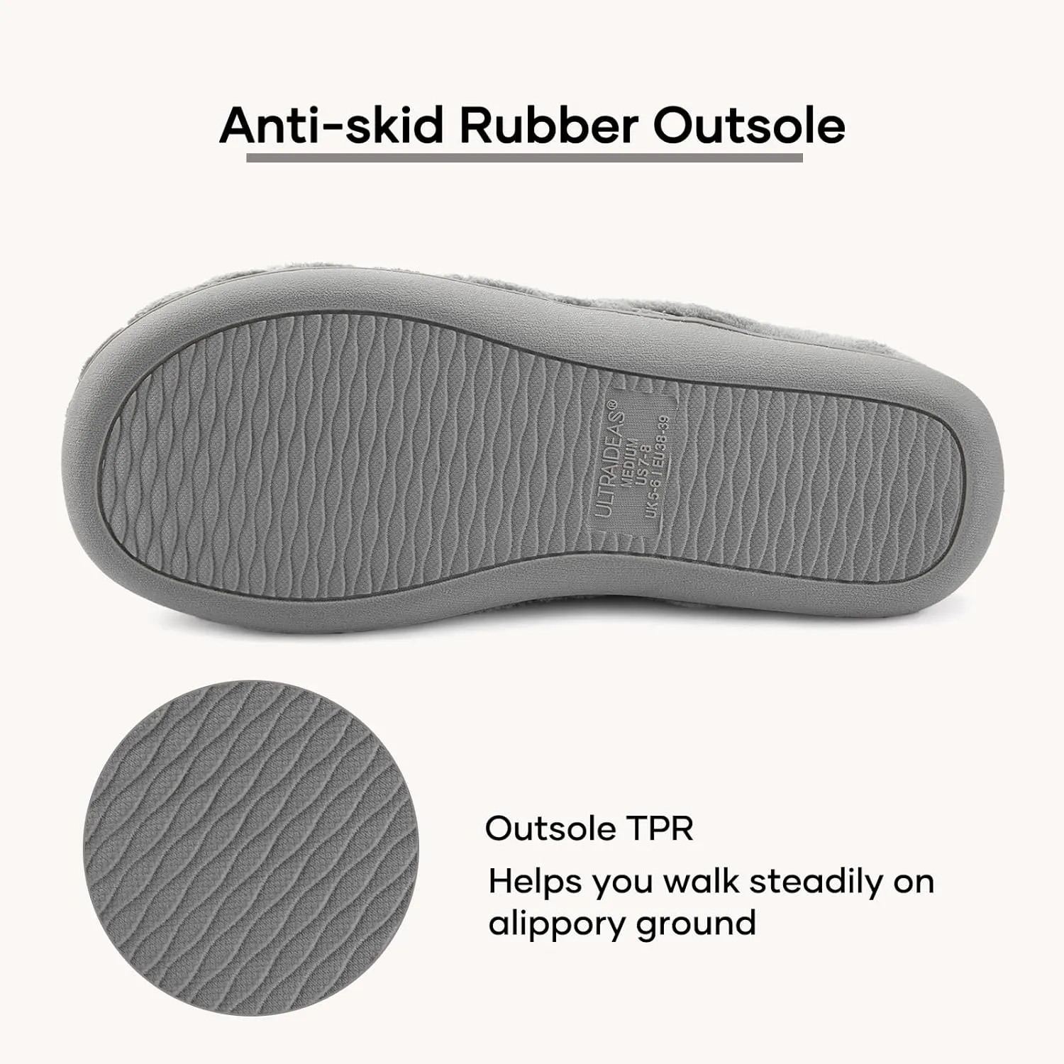 ULTRAIDEAS Women's Indoor Terry Clog Slipper with Memory Foam, Slip-On Ladies Comfy House Shoe with Non-Slip Rubber Sole