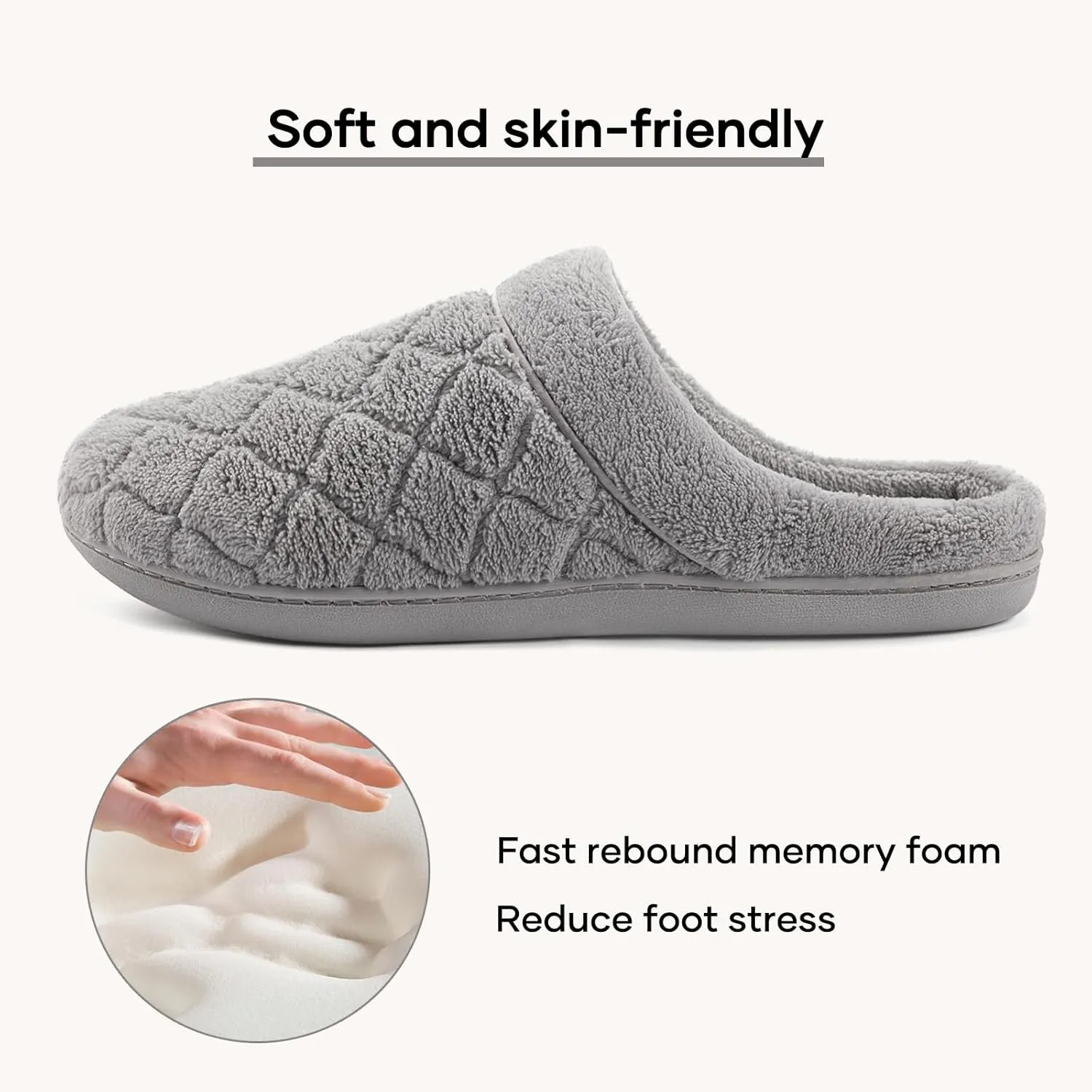ULTRAIDEAS Women's Indoor Terry Clog Slipper with Memory Foam, Slip-On Ladies Comfy House Shoe with Non-Slip Rubber Sole