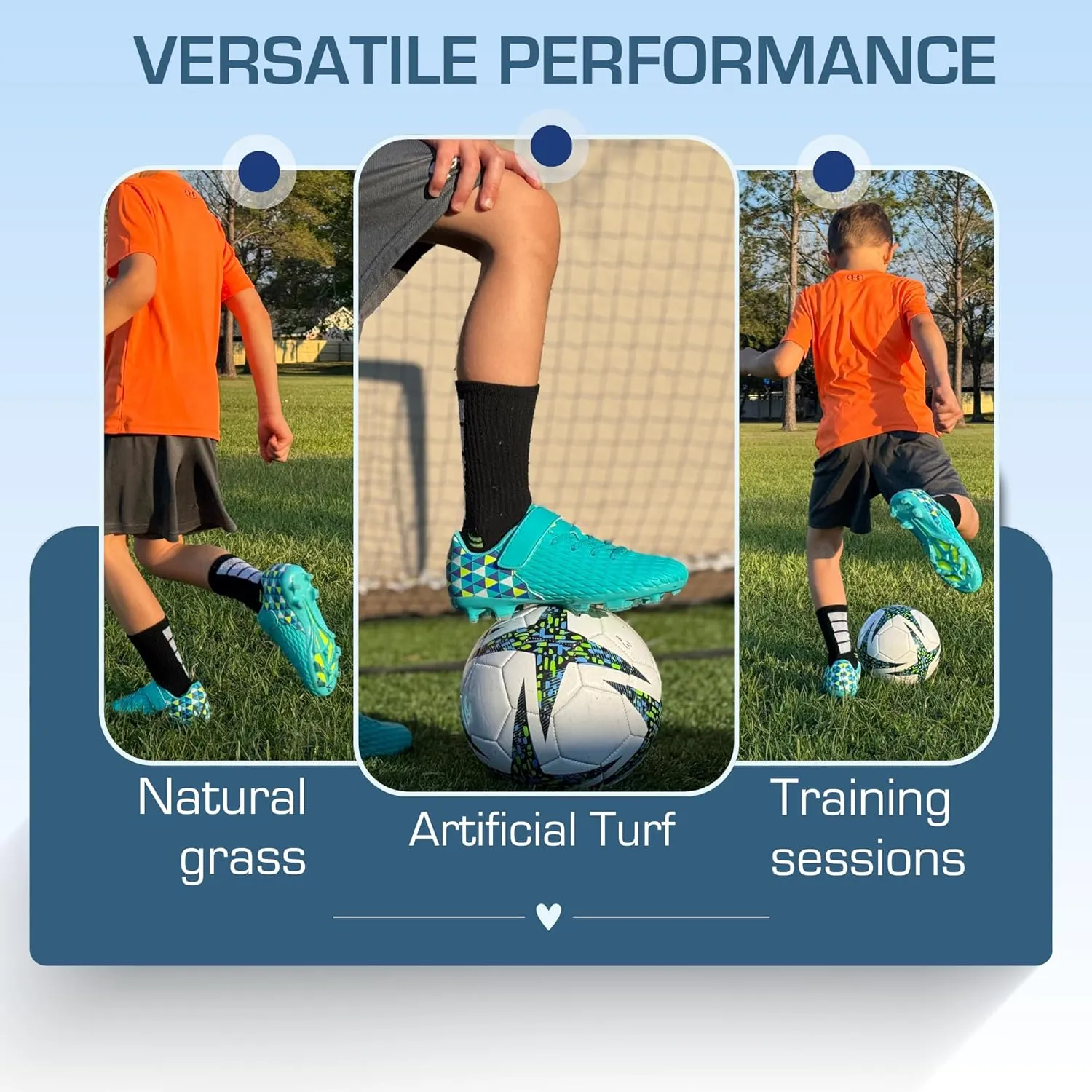Unisex-Child Athletic Outdoor Training Soccer Cleats for Youth | Little/Big Kid Firm Ground Football Shoes | Lightweight