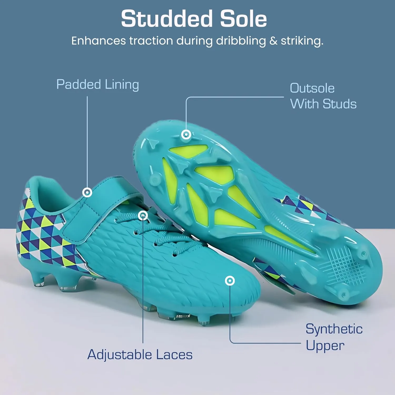 Unisex-Child Athletic Outdoor Training Soccer Cleats for Youth | Little/Big Kid Firm Ground Football Shoes | Lightweight