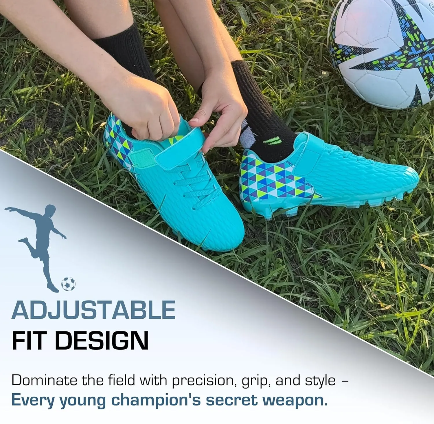 Unisex-Child Athletic Outdoor Training Soccer Cleats for Youth | Little/Big Kid Firm Ground Football Shoes | Lightweight
