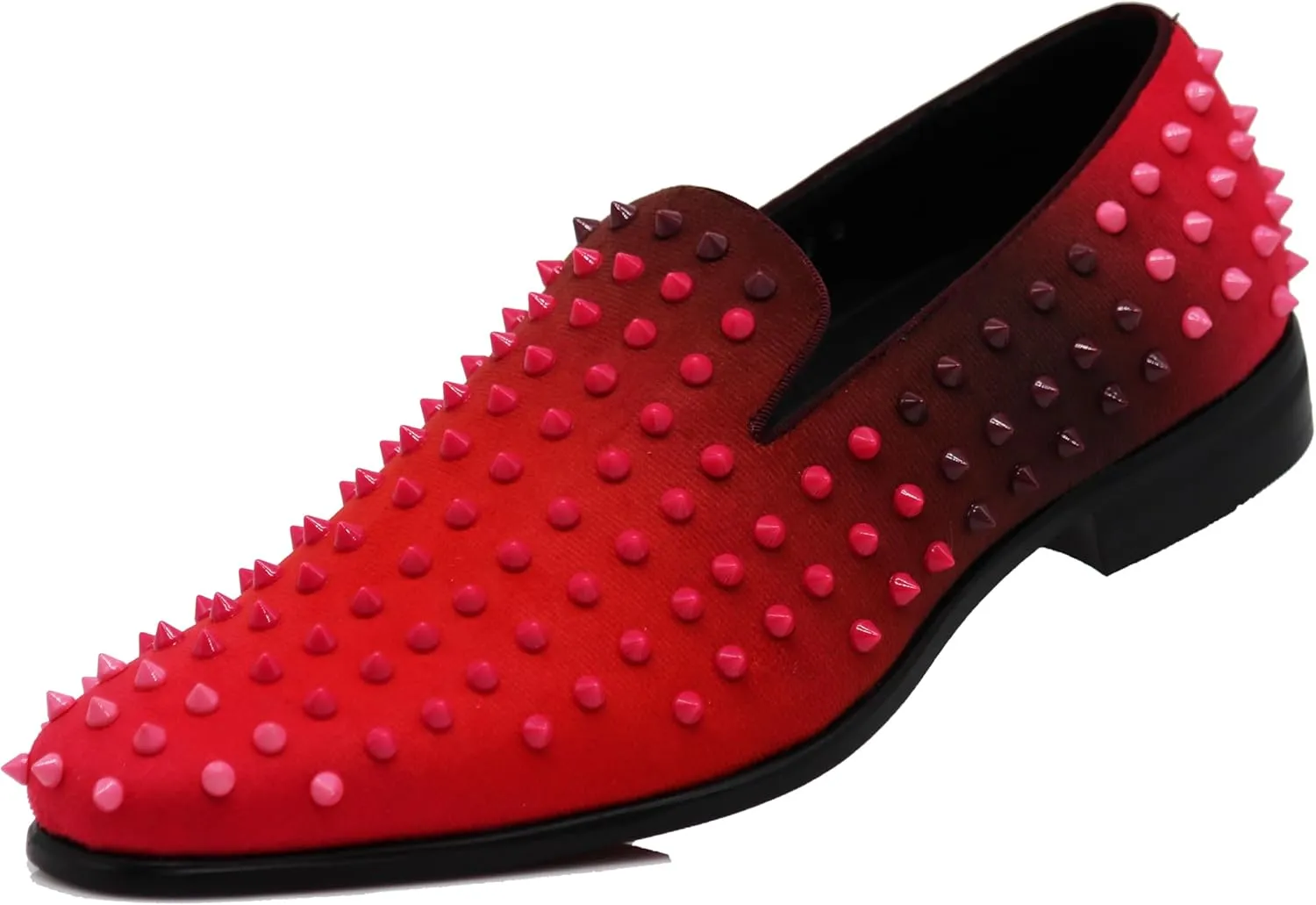USOP Men's Fashion Spike Gradient Dress Loafers Slip On Shoes Classic Tuxedo Dress Shoes