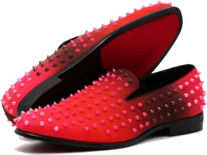 USOP Men's Fashion Spike Gradient Dress Loafers Slip On Shoes Classic Tuxedo Dress Shoes